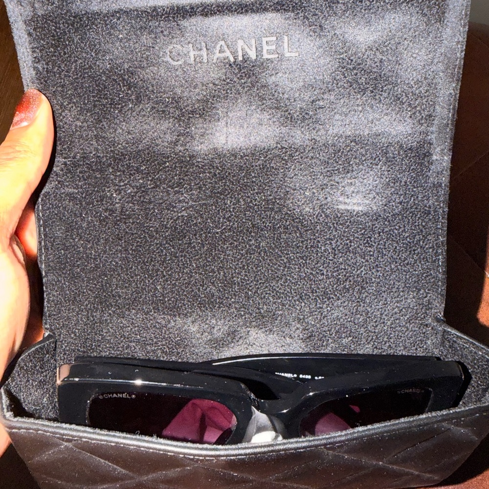 CHANEL Black Sunglasses with Gold Accents - Picture 5 of 5